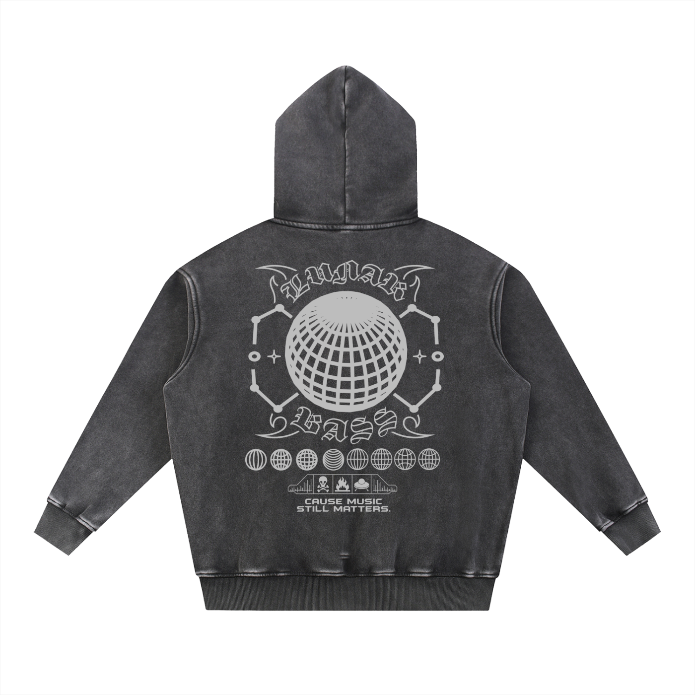 Lunar Bass World Grey Washed Hoodie