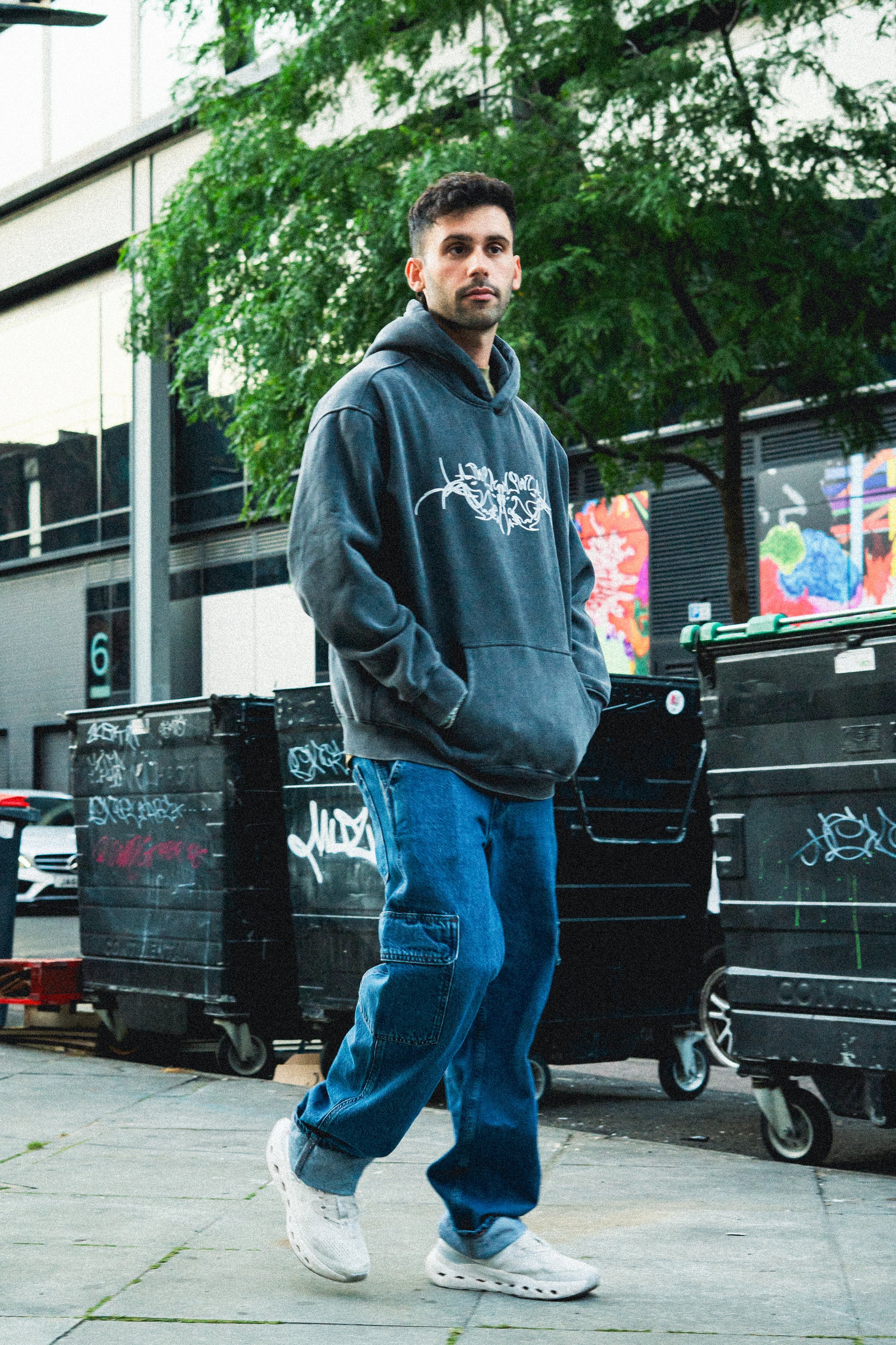 Lunar Bass World Grey Washed Hoodie