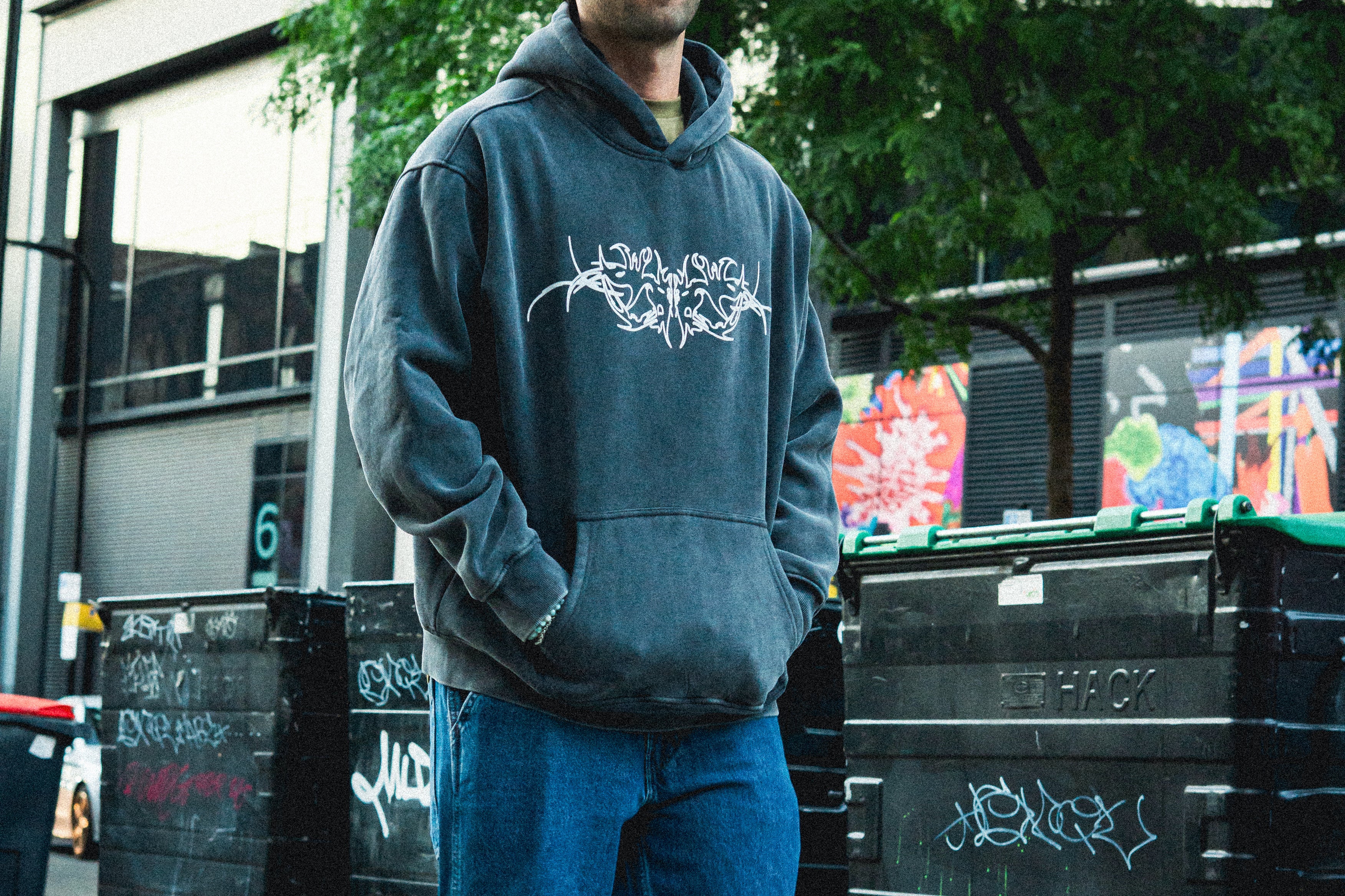 Lunar Bass World Grey Washed Hoodie