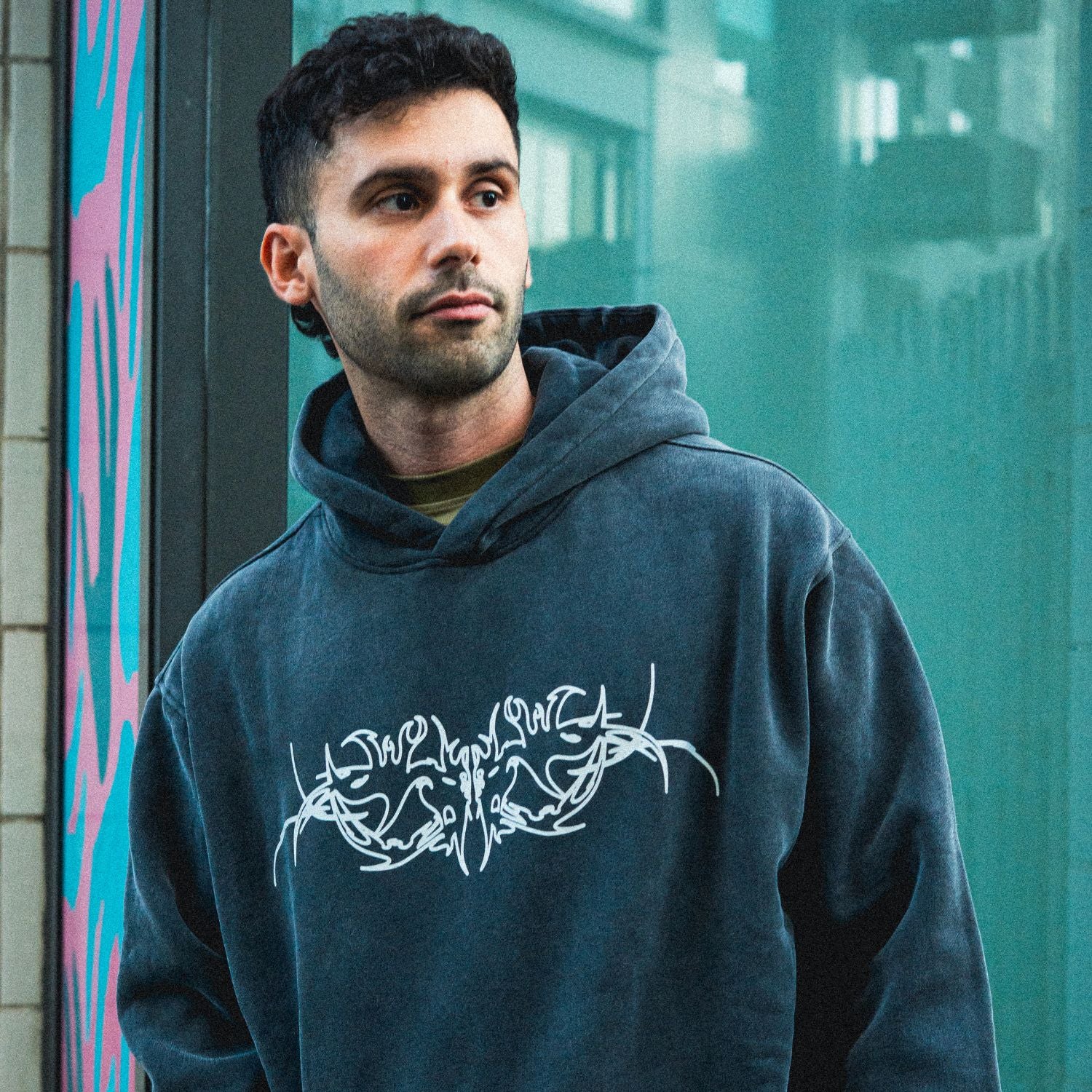 Lunar Bass World Grey Washed Hoodie